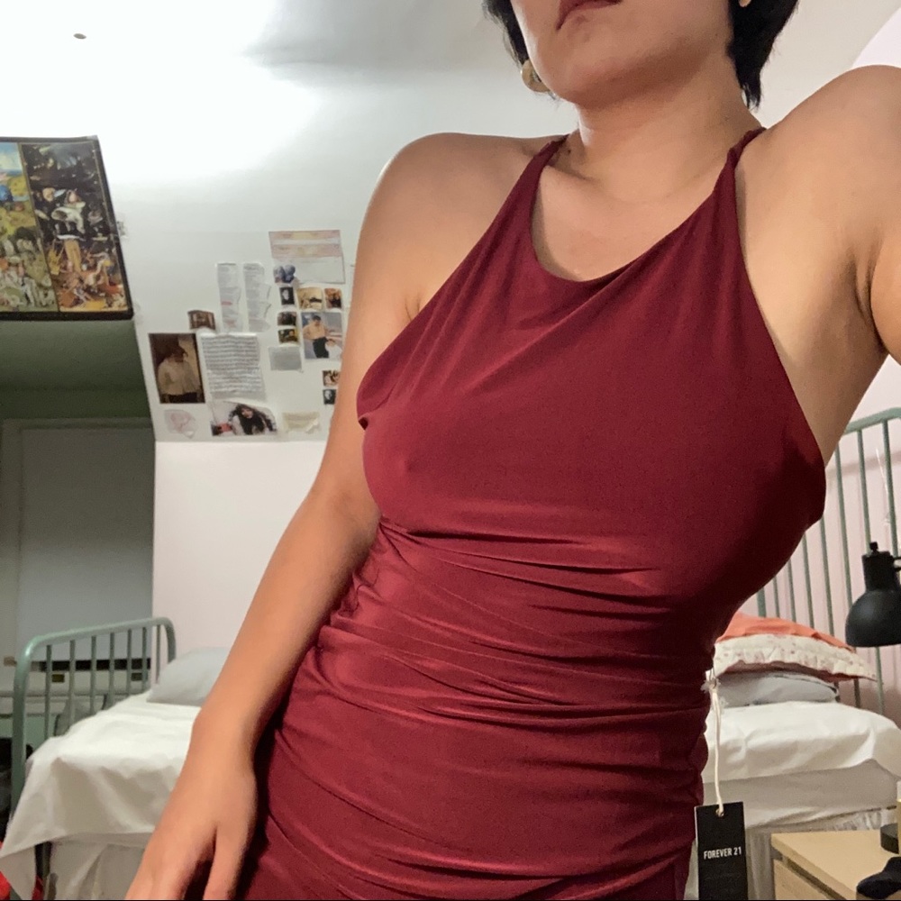 wine red backless maxi prom dress